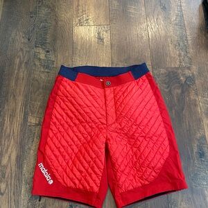 Maloja Red and Navy Quilted Ski Shorts